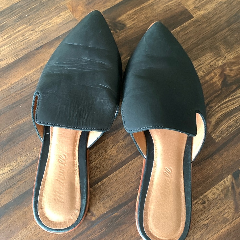 Madewell Black Leather Mules size 8